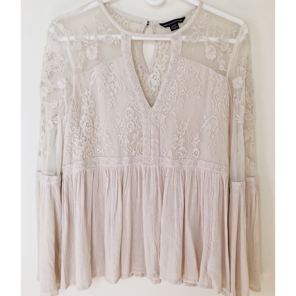 Lace Bell-Sleeve Blouse